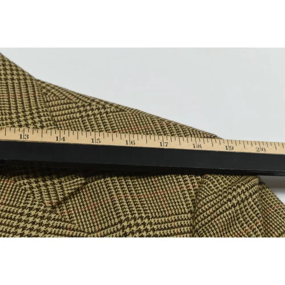 Vintage Brooks Brothers Blazer Mens 43L Beige Plaid Wool Two-Button Classic